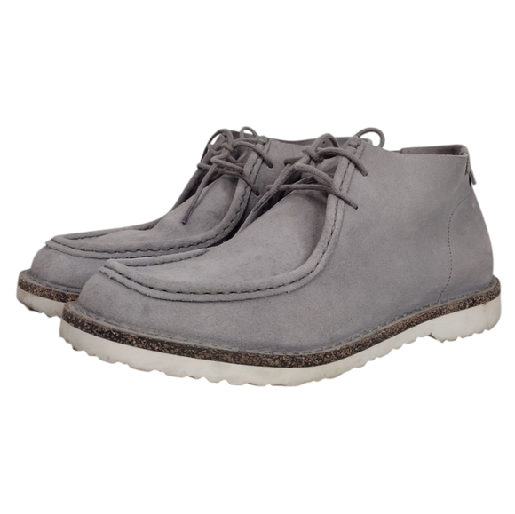 Birkenstock Delano Men's Gray Suede Moccasin Lace Up High Top Chukka Boots Sz 10 - Picture 1 of 16